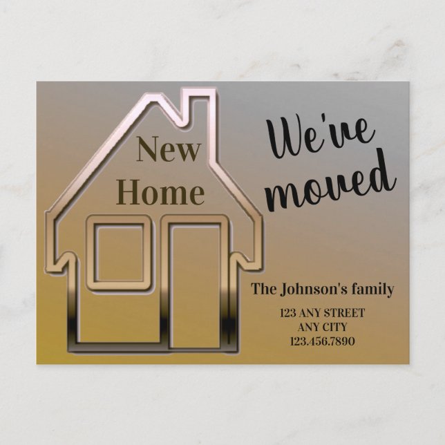 We've moved, new home, simple announcement card (Front)