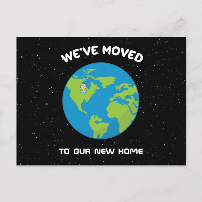We've Moved New Home Space Themed Postcard (Front)