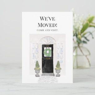 We've Moved New Home Watercolor Black Door  Announcement