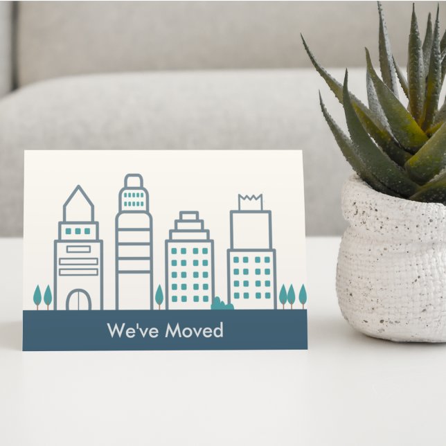 We've Moved New Office Simple Modern Skyline Announcement Postcard (Creator Uploaded)