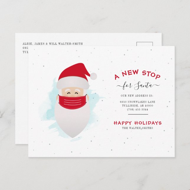 We've Moved New Stop for Santa Christmas Moving Announcement Postcard (Front/Back)