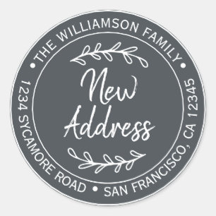 We've Moved Off-Black New Address label