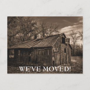 We've Moved Old Decrepit Barn Vintage Photo Announcement Postcard