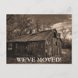 We've Moved Old Decrepit Barn Vintage Photo Announcement Postcard