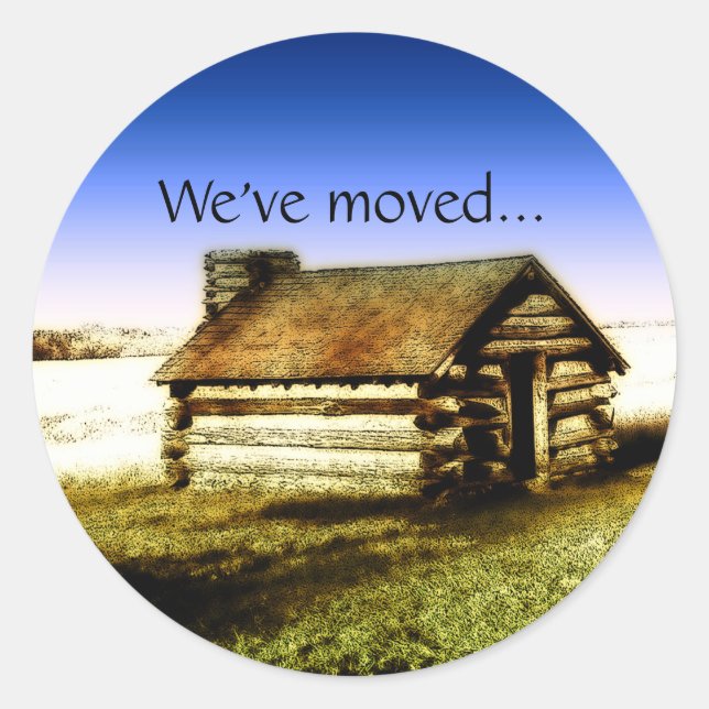 We've Moved Old Log Cabin Classic Round Sticker (Front)