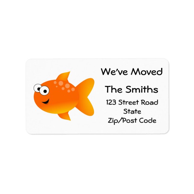 We've Moved, Orange Goldfish Label (Front)