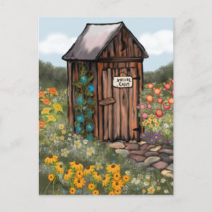 We've Moved! Outhouse Postcard