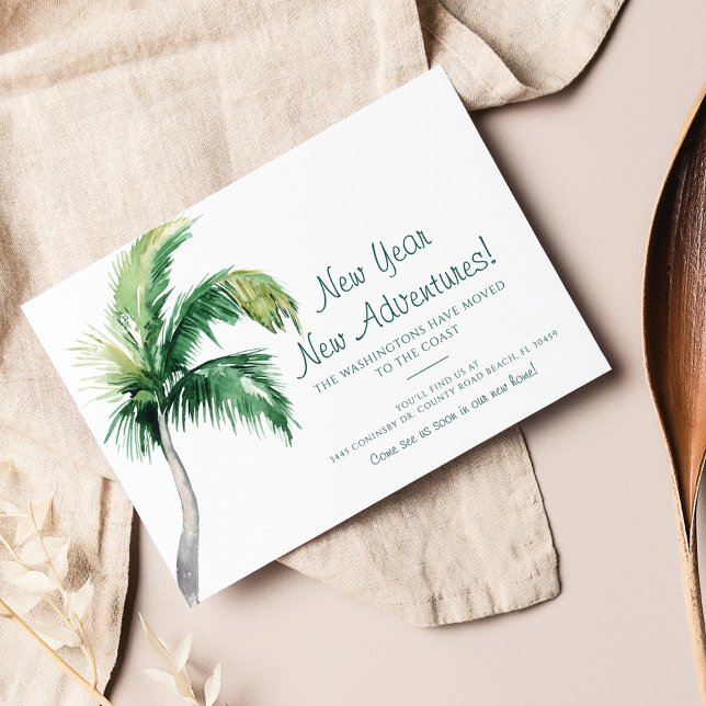 We've Moved Palm Tree Coastal Moving Announcement (New Year Change of Address Announcement)