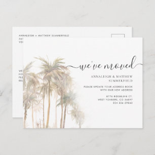 We've Moved Palm Trees QR Code Housewarming Moving Announcement Postcard
