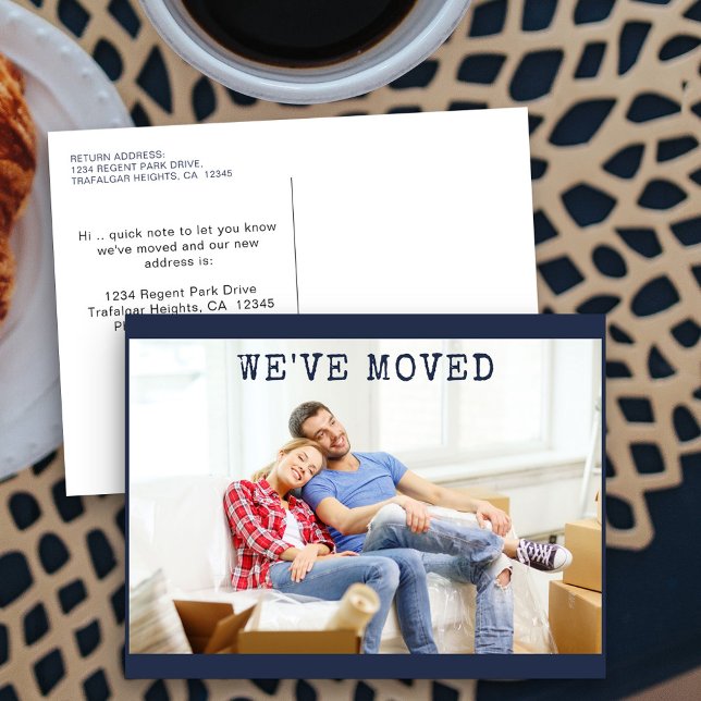 We've Moved Personalized Photo Moving Announcement Postcard (New Address postcard with simple announcement and horizontal photo)