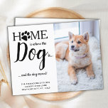 We've Moved Pet Photo New Address Dog Moving Announcement Postcard<br><div class="desc">Home is Where The Dog Is ... and the dog moved! Let your best friend announce your move with this cute and funny custom pet photo dog moving announcement card. Personalize with your favourite dog photo, names and your new address. This dog moving announcement is a must for all dog...</div>