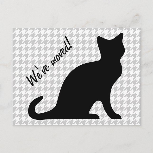 We've moved postcards with little black cat (Front)