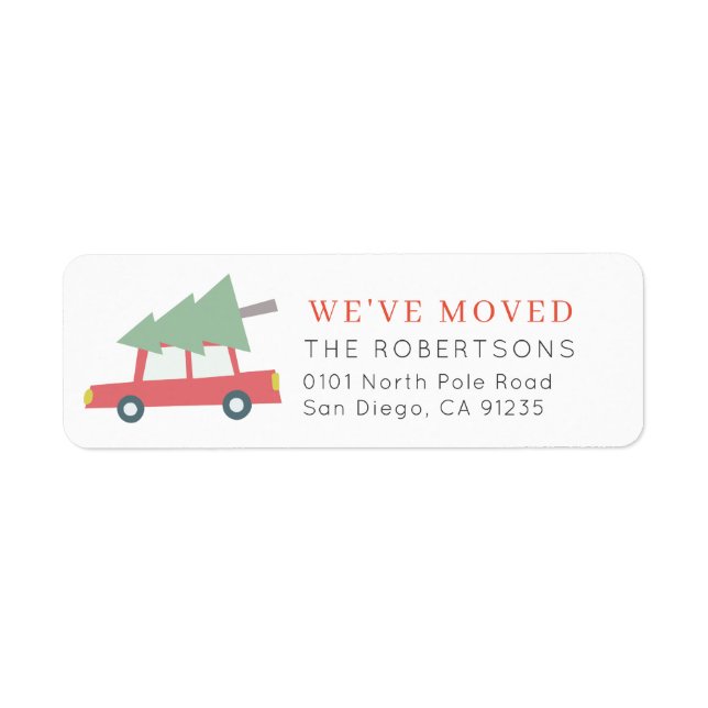 We've Moved Red Car Christmas Tree Holiday (Front)