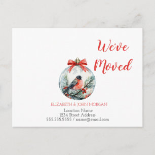 We've Moved,Red Cardinal Ball Announceme Announcement Postcard