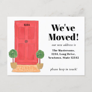 We've Moved Red Door  Announcement Postcard