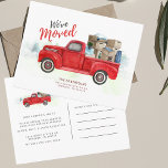 We've Moved Red Truck Classic Moving Announcement Postcard<br><div class="desc">Share your excitement about your move with friends and family! This classic vintage red truck watercolor we've moved announcement card has both decorative script,  and modern fonts you can easily customize by clicking the "Personalize" button. 

Planning a housewarming party? Easily customize this postcard to share the good news</div>