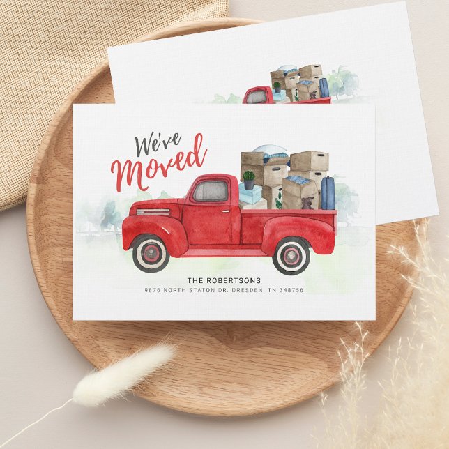 We've Moved Red Truck Moving Announcement (Moving Announcement Red Truck Change of Address Card)