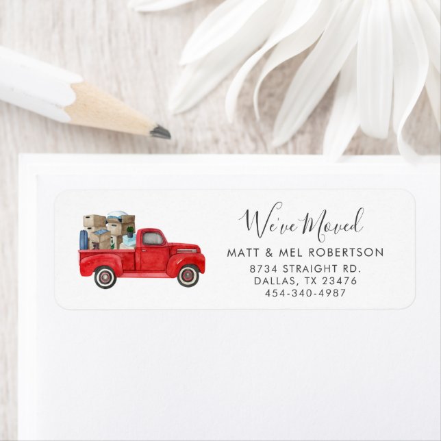We've Moved Red Truck Moving Return Address (Insitu)
