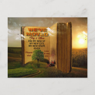 We've Moved, Rustic Book, Arty, New Home Postcard