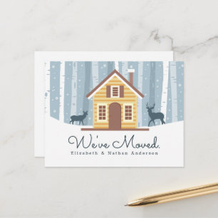 We've Moved Rustic Cabin Moving Announcement  Postcard