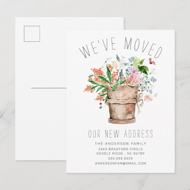 We've Moved Rustic Floral Moving Announcement Postcard (Front/Back)