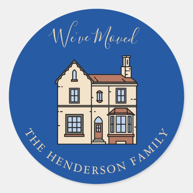 We've Moved Rustic House Moving Announcement Classic Round Sticker (Front)