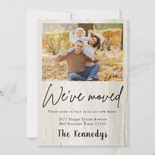 We've Moved Rustic Wood Photo Moving Announcement