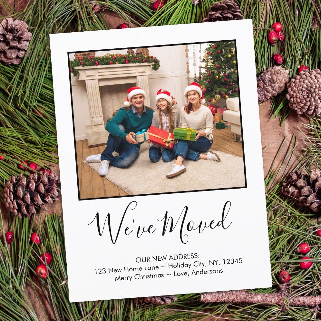 We've Moved Simple Custom Photo Holiday Moving Announcement Postcard (Creator Uploaded)