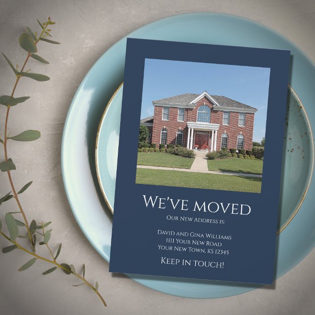 We've Moved Simple Photo Navy Blue Moving  Announcement (Creator Uploaded)