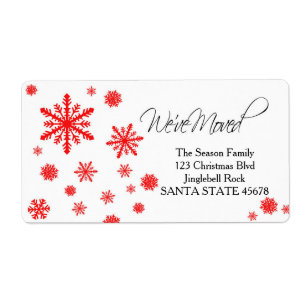 We've Moved snowflake Holiday Address Label