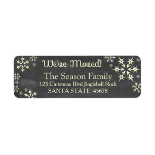 We've Moved snowflake holiday Label