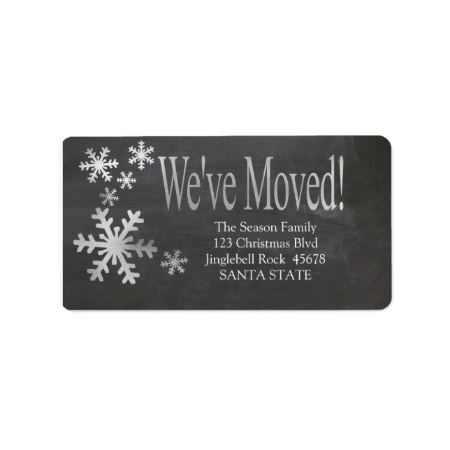 We've Moved snowflake holiday Label (Front)