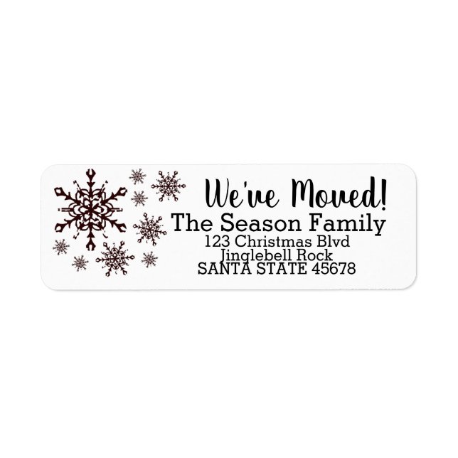 We've Moved Snowflake Holiday Label (Front)