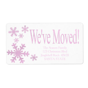 We've Moved snowflake holiday Label