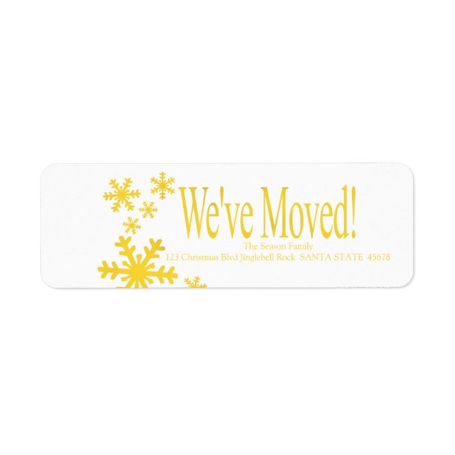 We've Moved snowflake holiday Label (Front)