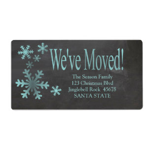 We've Moved snowflake holiday Label