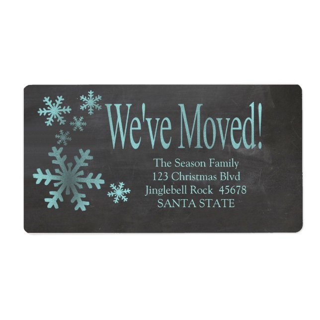 We've Moved snowflake holiday Label (Front)