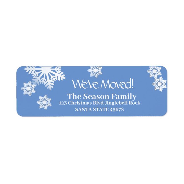 We've Moved Snowflake Holiday Label (Front)