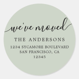 We've Moved Soft Green New Address label