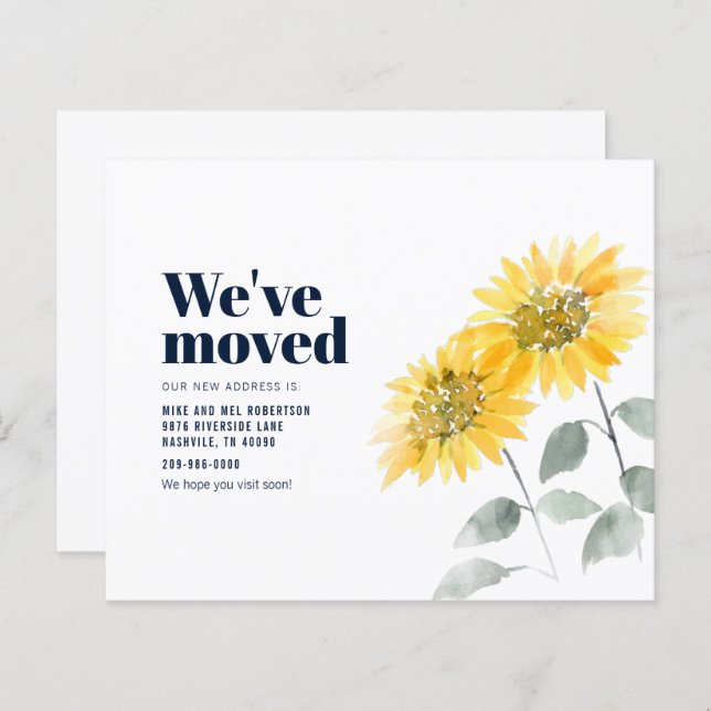We've Moved Sunflower Floral Moving Announcement (Front/Back)
