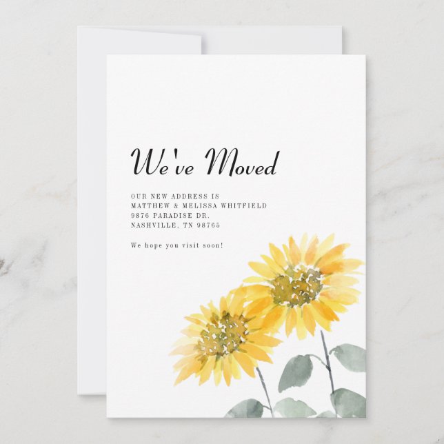 We've Moved Sunflower Moving Announcement (Front)