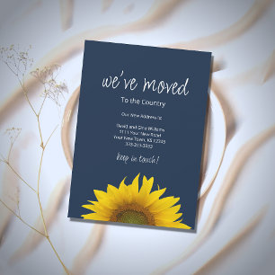 We've Moved Sunflower Navy Blue Moving  Announcement