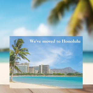 We've Moved to Honolulu Beach Photo Custom Moving Announcement