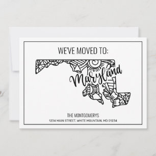 We've Moved To  Maryland State Floral Mandala Home Announcement