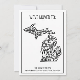 We've Moved To Michigan State Floral Mandala Home Announcement