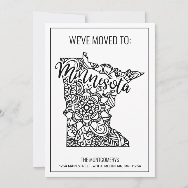 We've Moved To Minnesota State Floral Mandala Home Announcement (Front)