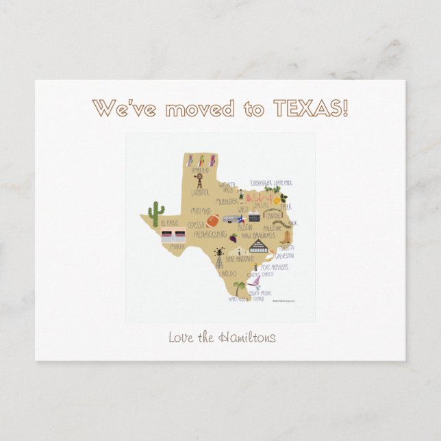 We've Moved to Texas Postcard (Front)