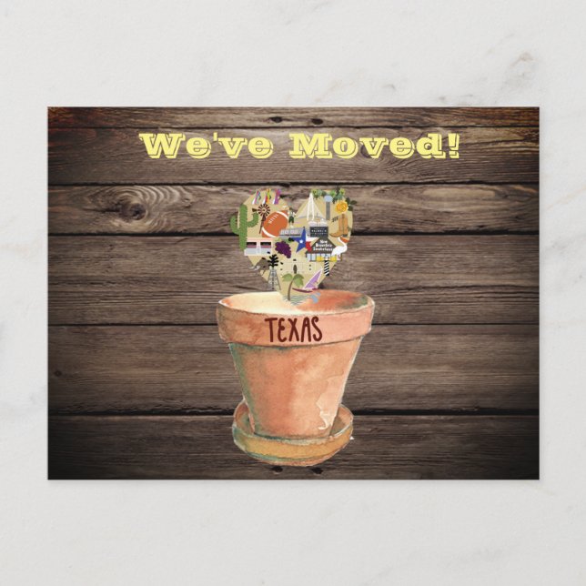 We've Moved to Texas Postcard (Front)