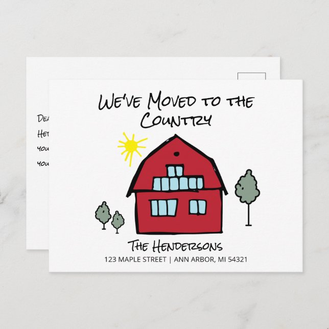 We've Moved to the Country Moving Announcement Postcard (Front/Back)