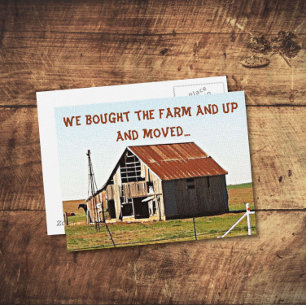 We've Moved to the Farm Funny Moving Announcement Postcard